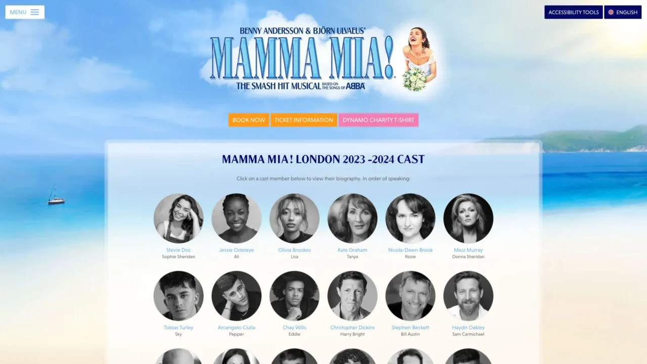 Mamma Mia! Website Screen Shot