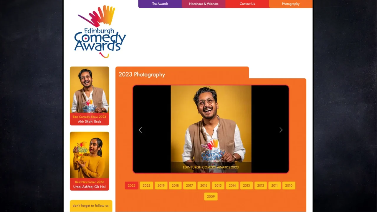 Comedy Awards Website Screen Shot