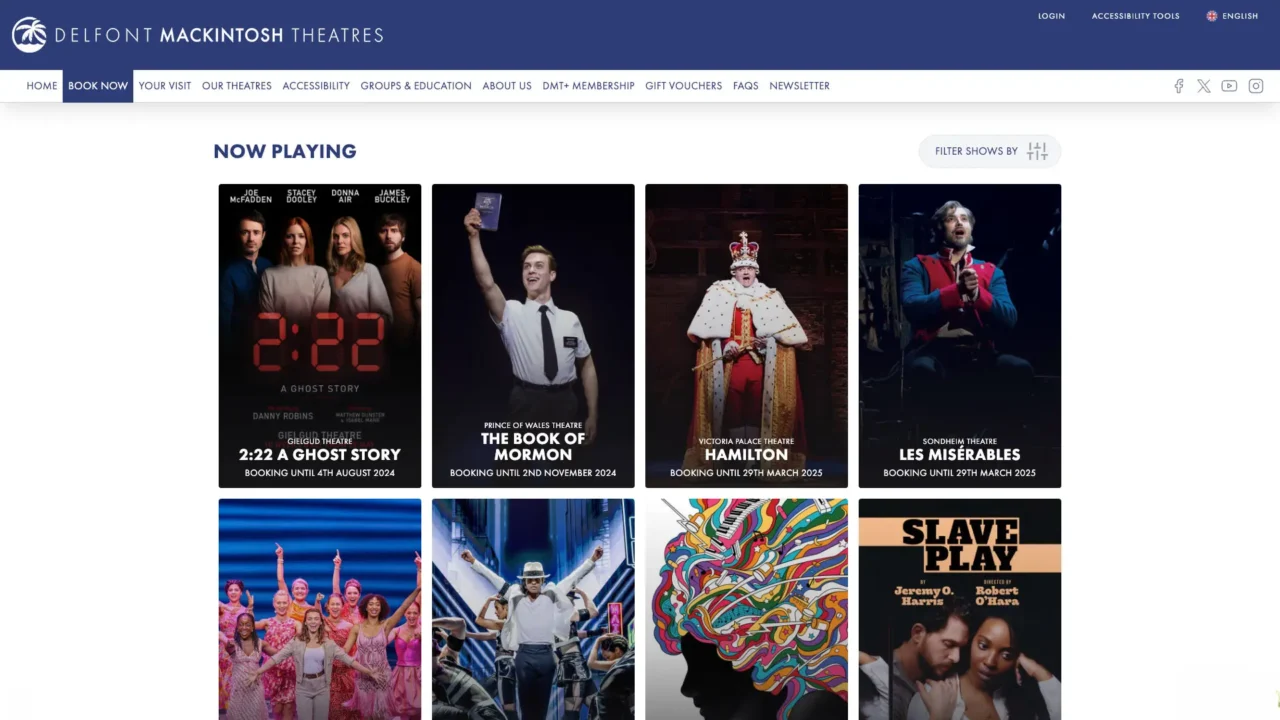 Delfont Mackintosh Theatres Website Screen Shot