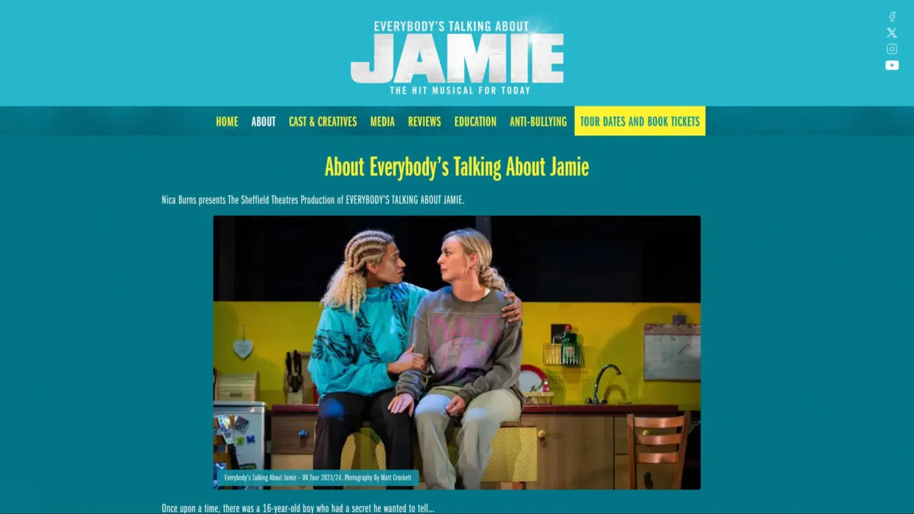 Everybody's Talking About Jamie Website Screen Shot