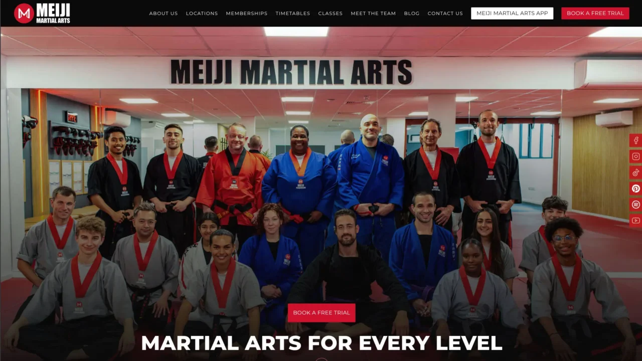 Meiji Martial Arts Website Screen Shot