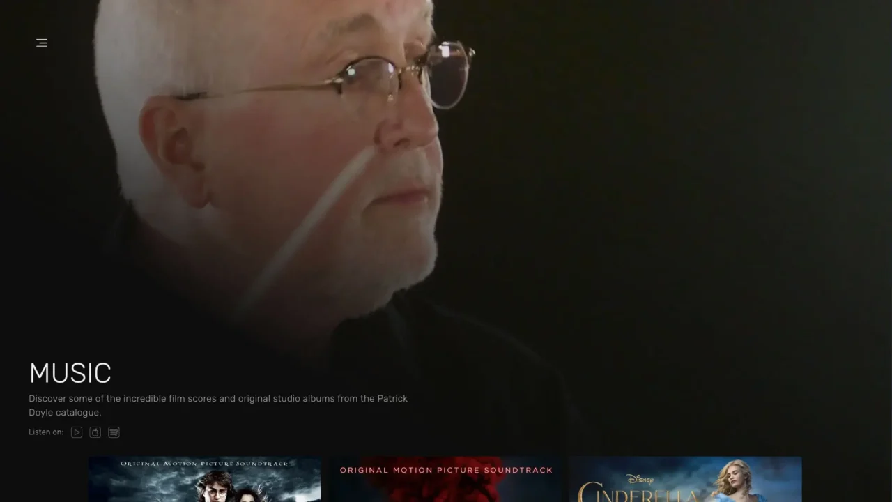 Patrick Doyle Composer Website Screen Shot