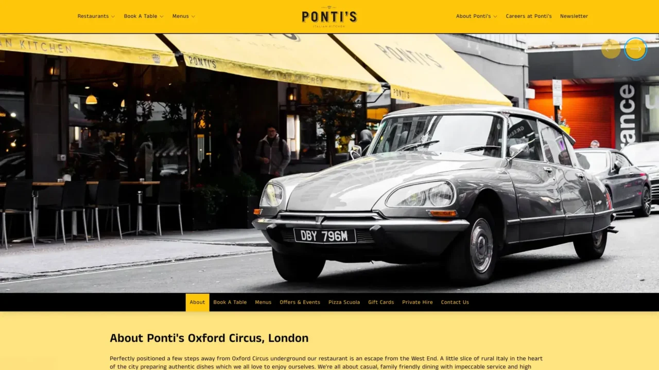 Ponti's Italian Kitchen Website Screen Shot