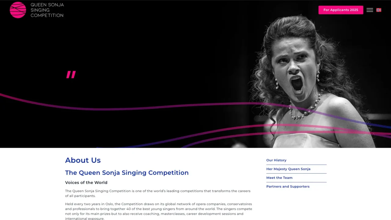 Queen Sonja Singing Competition Website Screen Shot