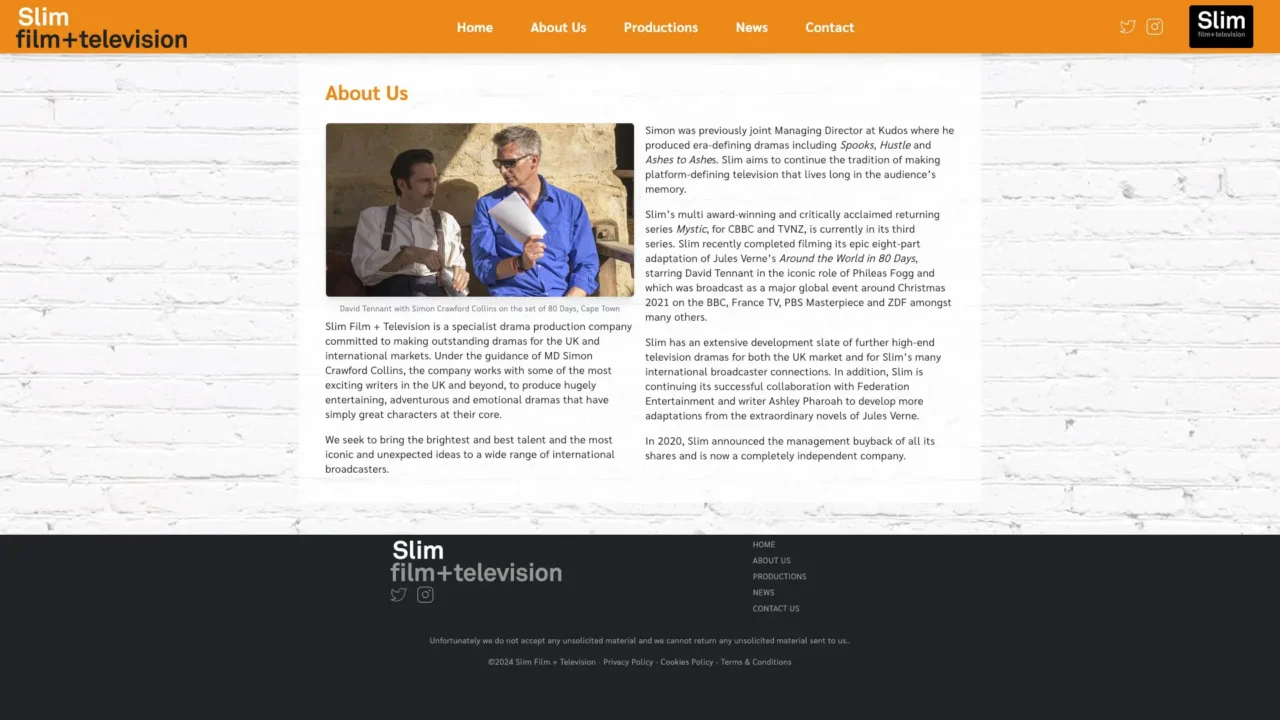 Slim film + Television Website Screen Shot