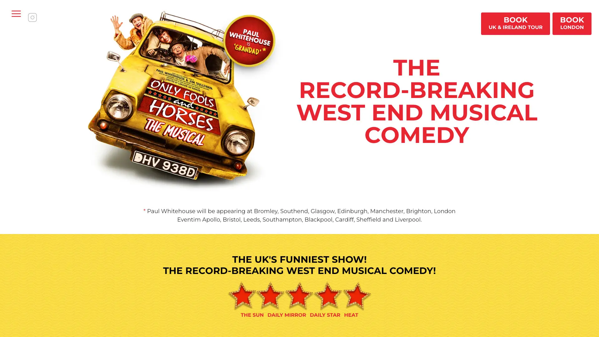 Only Fools and Horses - The Hit Musical Website Screen Shot