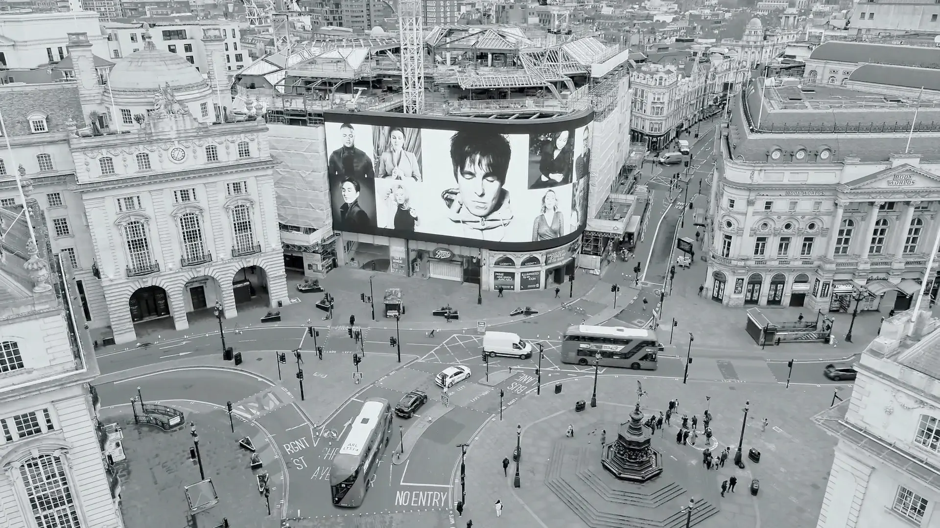 Drone footage of the Take a Moment promotion at Piccadilly Circus, London